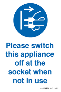 Please switch this appliance off at the socket when not in use